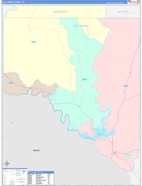 Val Verde County Digital Map Color Cast Style